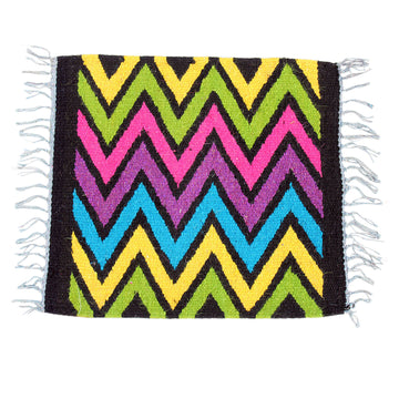HILASON Handmade New Zealand Wool Table Mat Vibrant Chevron Zigzag Design